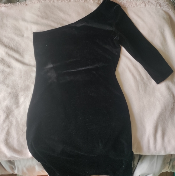 Velvet/suede feel bodycon tight LBD - Picture 2 of 5